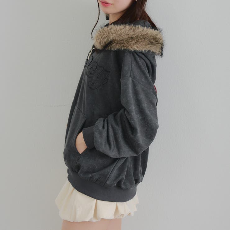 フードファー取外しジップパーカー | RMAF　NICE CLAUP / OLIVE des OLIVE | 詳細画像4 