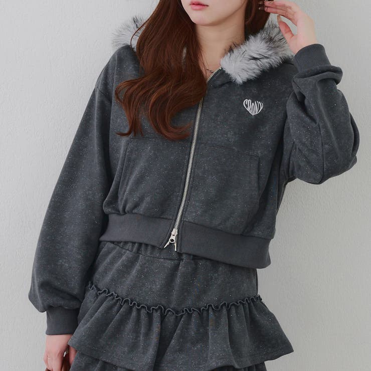 チャコール | 【セットアップ対応】ピグメント風ジップアップパーカー | RMAF　NICE CLAUP / OLIVE des OLIVE