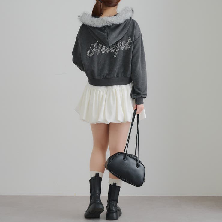 【セットアップ対応】ラインストーンロゴファー取外しパーカー | RMAF　NICE CLAUP / OLIVE des OLIVE | 詳細画像8 