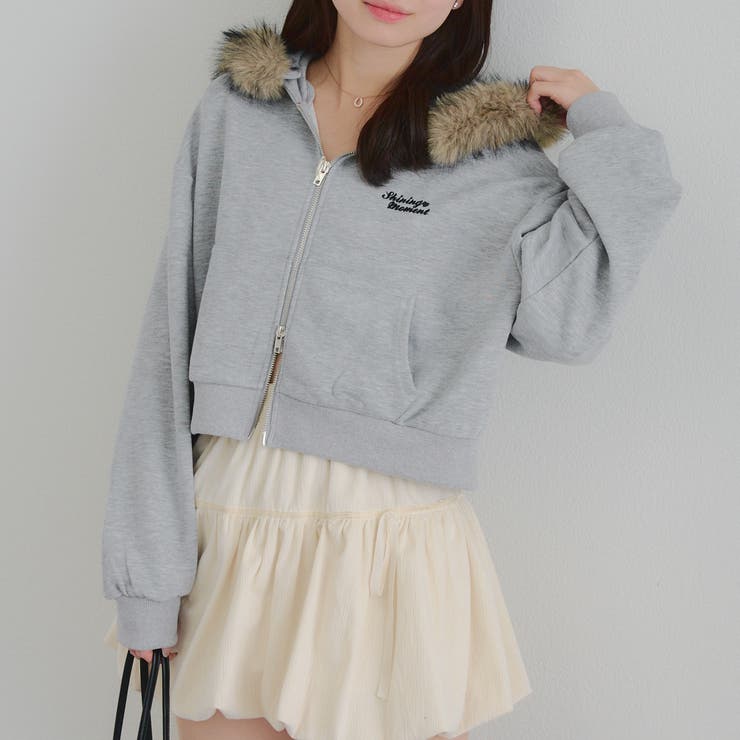 【セットアップ対応】ラインストーンロゴファー取外しパーカー | RMAF　NICE CLAUP / OLIVE des OLIVE | 詳細画像9 