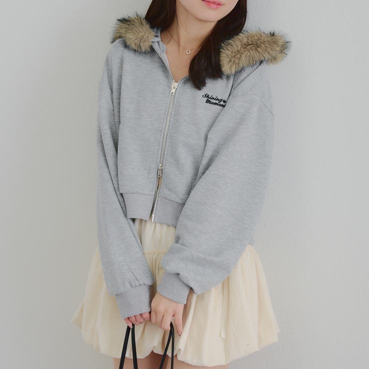 【セットアップ対応】ラインストーンロゴファー取外しパーカー | RMAF　NICE CLAUP / OLIVE des OLIVE | 詳細画像10 