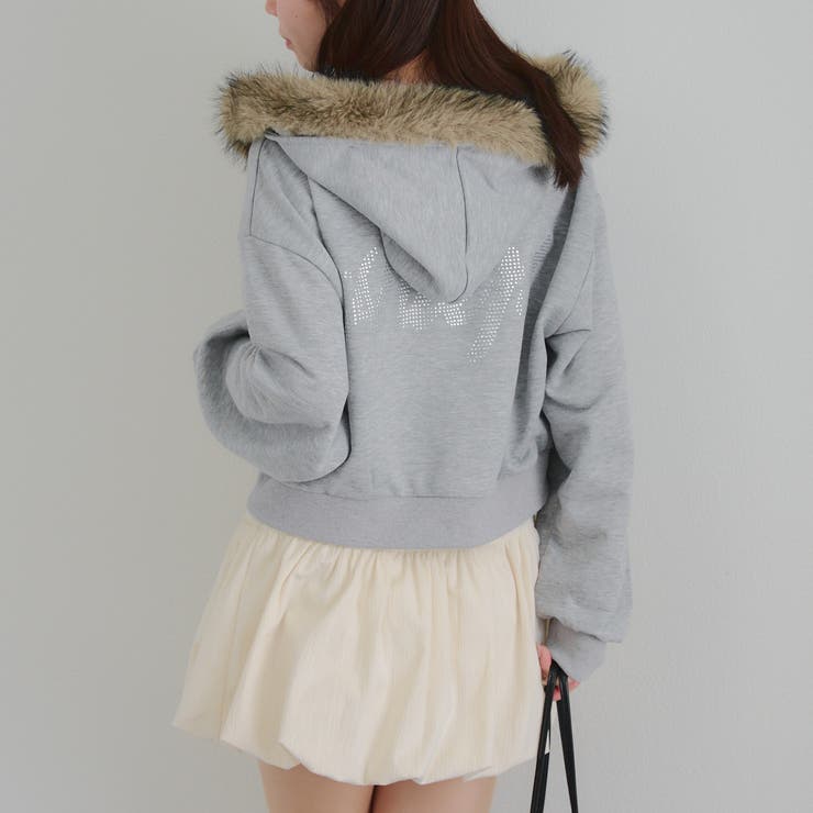 【セットアップ対応】ラインストーンロゴファー取外しパーカー | RMAF　NICE CLAUP / OLIVE des OLIVE | 詳細画像12 