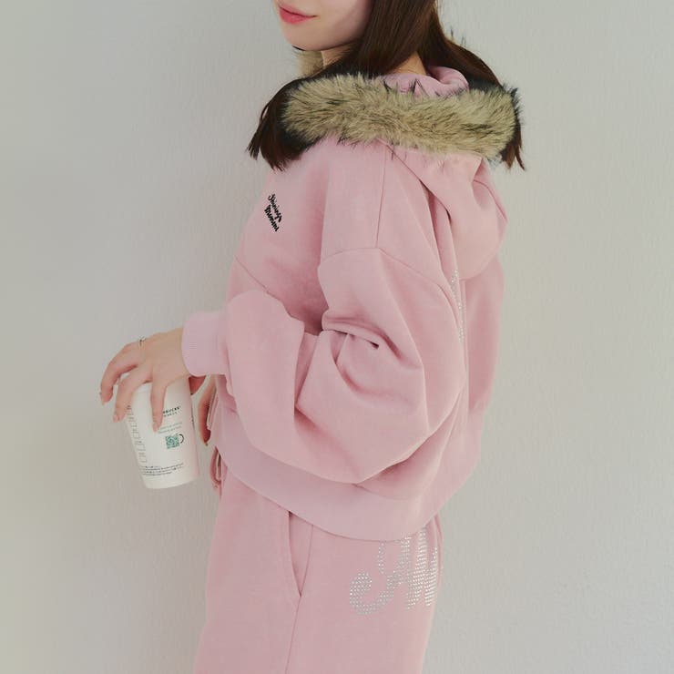 【セットアップ対応】ラインストーンロゴファー取外しパーカー | RMAF　NICE CLAUP / OLIVE des OLIVE | 詳細画像19 