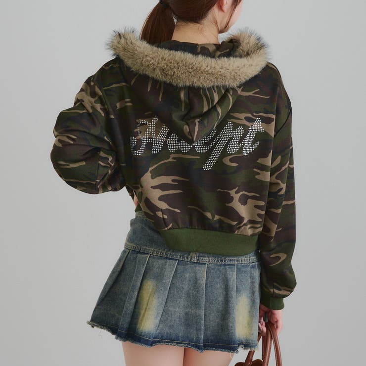 【セットアップ対応】ラインストーンロゴファー取外しパーカー | RMAF　NICE CLAUP / OLIVE des OLIVE | 詳細画像29 