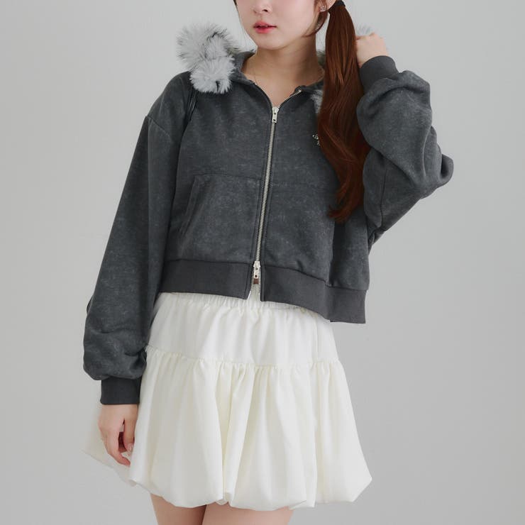 【セットアップ対応】ラインストーンロゴファー取外しパーカー | RMAF　NICE CLAUP / OLIVE des OLIVE | 詳細画像2 