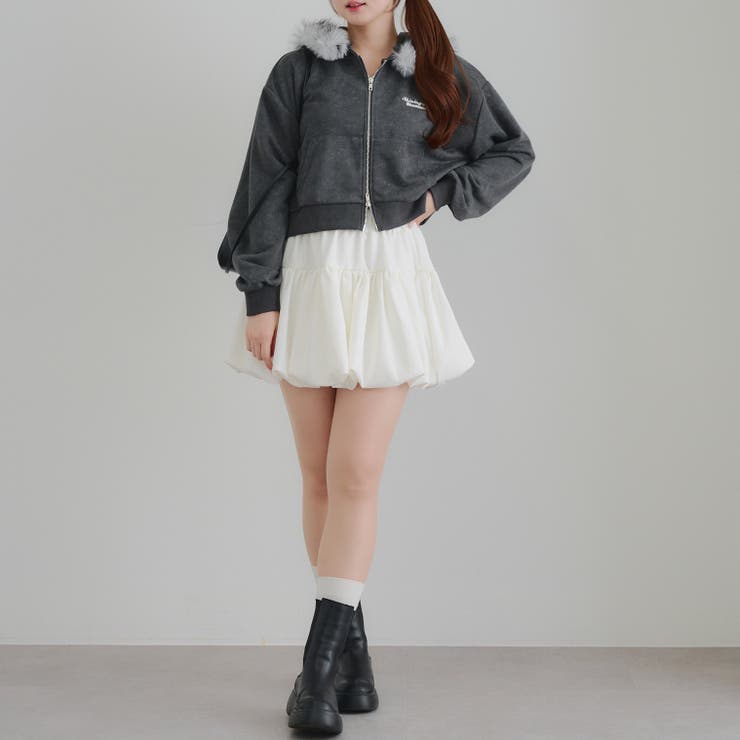 【セットアップ対応】ラインストーンロゴファー取外しパーカー | RMAF　NICE CLAUP / OLIVE des OLIVE | 詳細画像5 