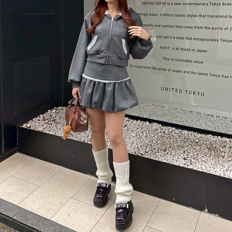 【セットアップ対応】丈の長さを選べる、レース使いジップアップパーカー | RMAF　NICE CLAUP / OLIVE des OLIVE | 詳細画像10 