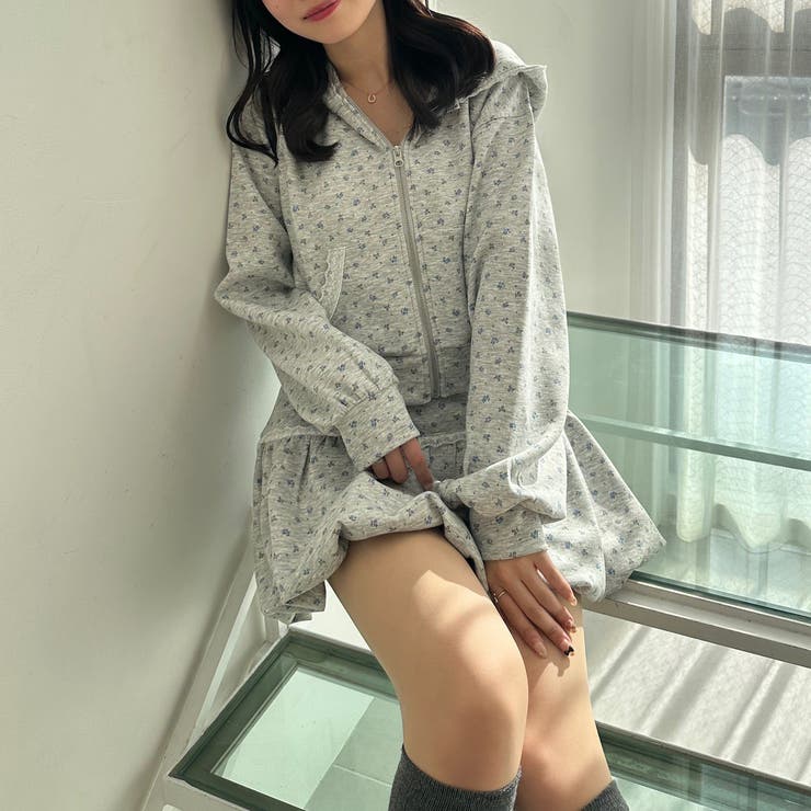 【セットアップ対応】丈の長さを選べる、レース使いジップアップパーカー | RMAF　NICE CLAUP / OLIVE des OLIVE | 詳細画像11 