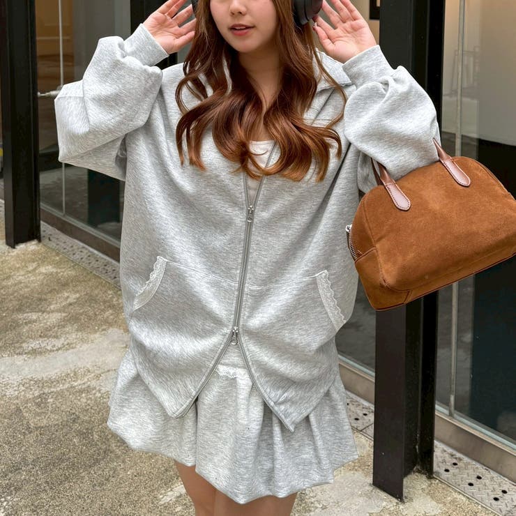 【セットアップ対応】丈の長さを選べる、レース使いジップアップパーカー | RMAF　NICE CLAUP / OLIVE des OLIVE | 詳細画像21 