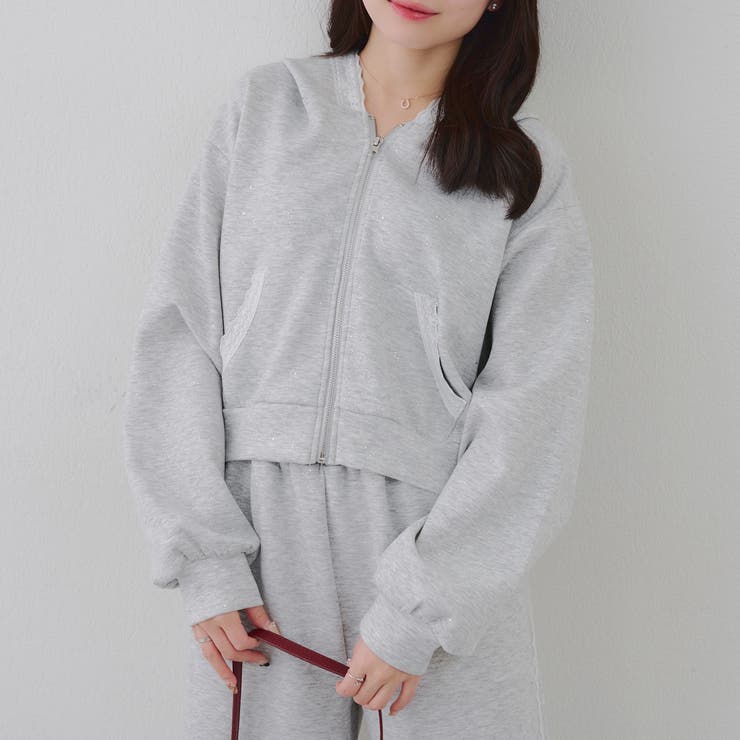 【セットアップ対応】丈の長さを選べる、レース使いジップアップパーカー | RMAF　NICE CLAUP / OLIVE des OLIVE | 詳細画像24 