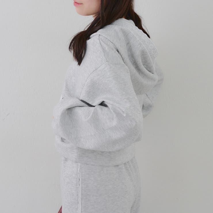 【セットアップ対応】丈の長さを選べる、レース使いジップアップパーカー | RMAF　NICE CLAUP / OLIVE des OLIVE | 詳細画像26 