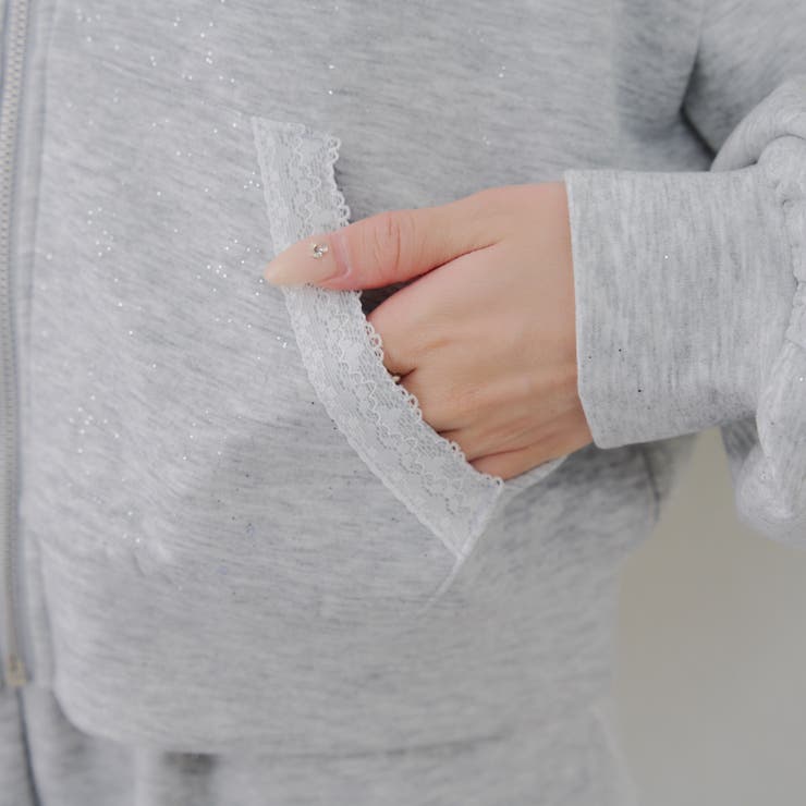 【セットアップ対応】丈の長さを選べる、レース使いジップアップパーカー | RMAF　NICE CLAUP / OLIVE des OLIVE | 詳細画像43 