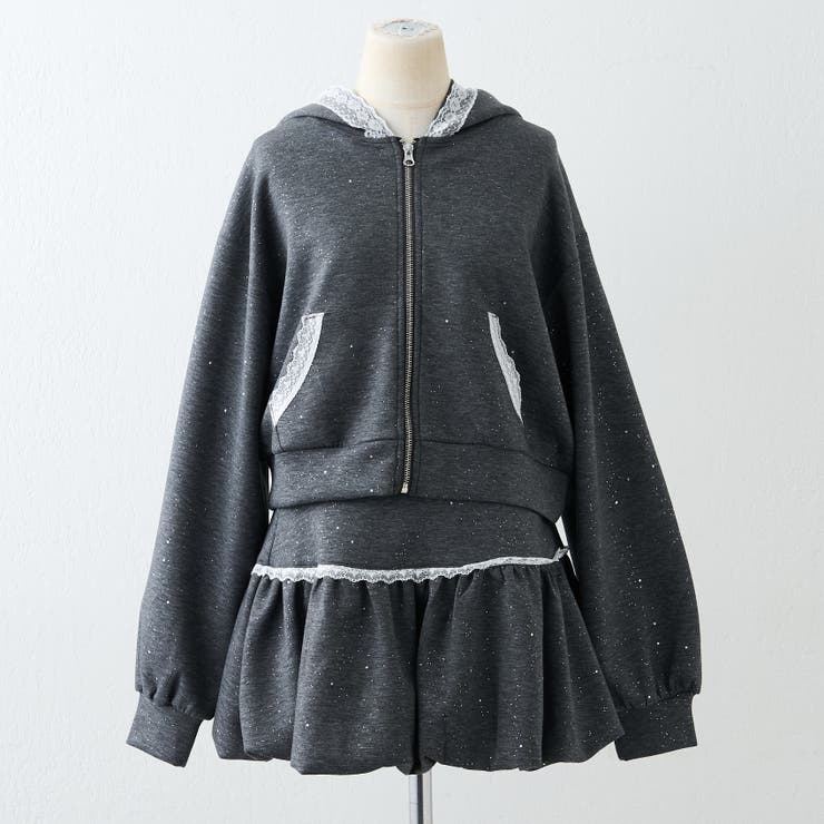 【セットアップ対応】丈の長さを選べる、レース使いジップアップパーカー | RMAF　NICE CLAUP / OLIVE des OLIVE | 詳細画像51 