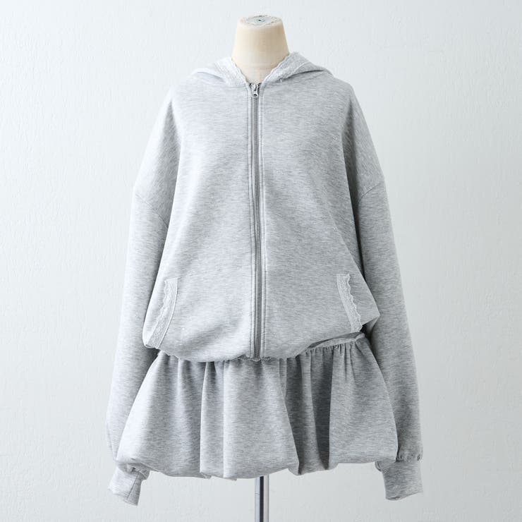 【セットアップ対応】丈の長さを選べる、レース使いジップアップパーカー | RMAF　NICE CLAUP / OLIVE des OLIVE | 詳細画像56 