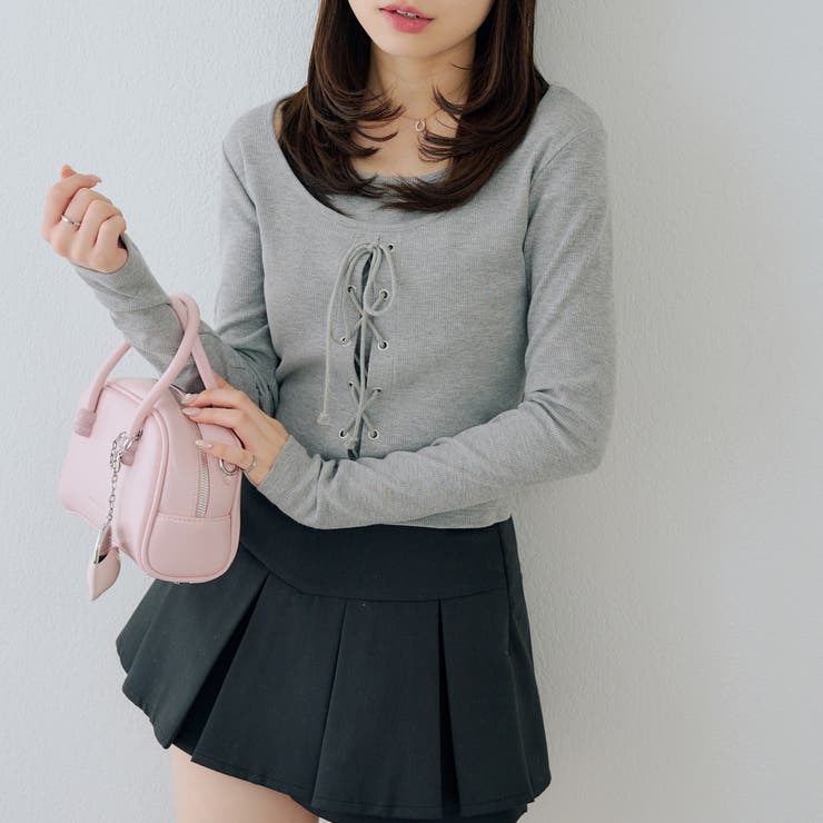 レースアップドッキング長袖Tシャツ | NICE CLAUP / OLIVE des OLIVE　OUTLET | 詳細画像8 