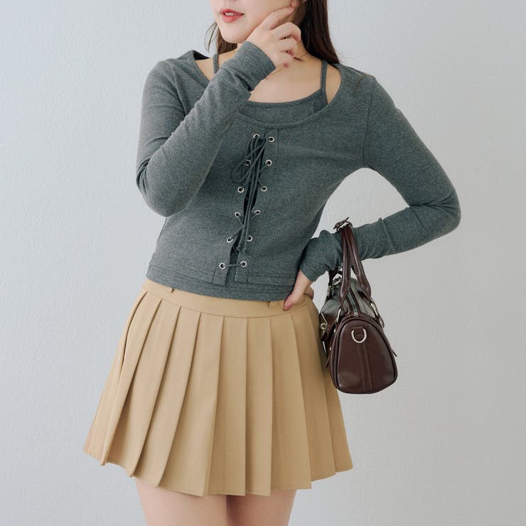 レースアップドッキング長袖Tシャツ | NICE CLAUP / OLIVE des OLIVE　OUTLET | 詳細画像14 