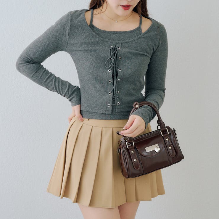 レースアップドッキング長袖Tシャツ | NICE CLAUP / OLIVE des OLIVE　OUTLET | 詳細画像15 