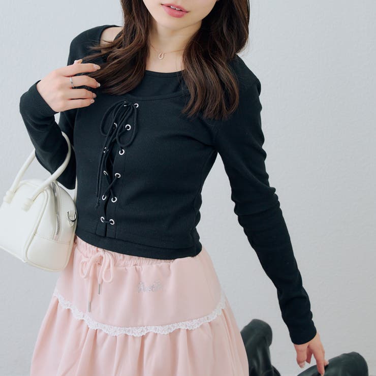 レースアップドッキング長袖Tシャツ | NICE CLAUP / OLIVE des OLIVE　OUTLET | 詳細画像23 