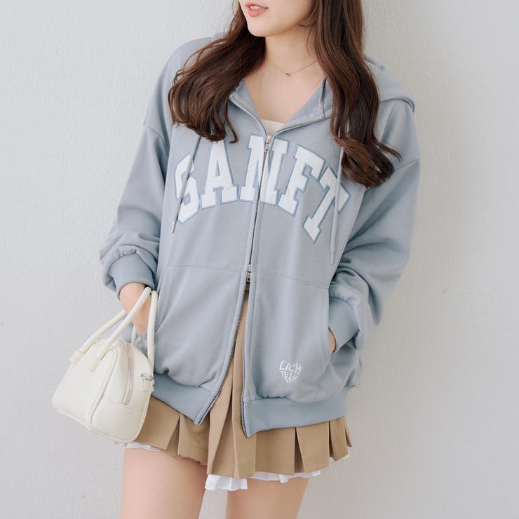 サックス | BIGロゴジップパーカー | NICE CLAUP / OLIVE des OLIVE　OUTLET