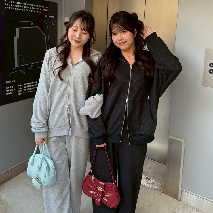 【セットアップ対応】キラキラスウェットジップパーカー | NICE CLAUP / OLIVE des OLIVE　OUTLET | 詳細画像2 