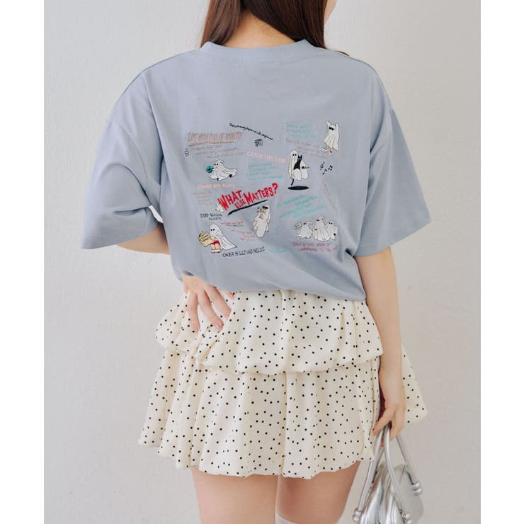 サックス | オバケ刺繍Tシャツ | NICE CLAUP / OLIVE des OLIVE　OUTLET