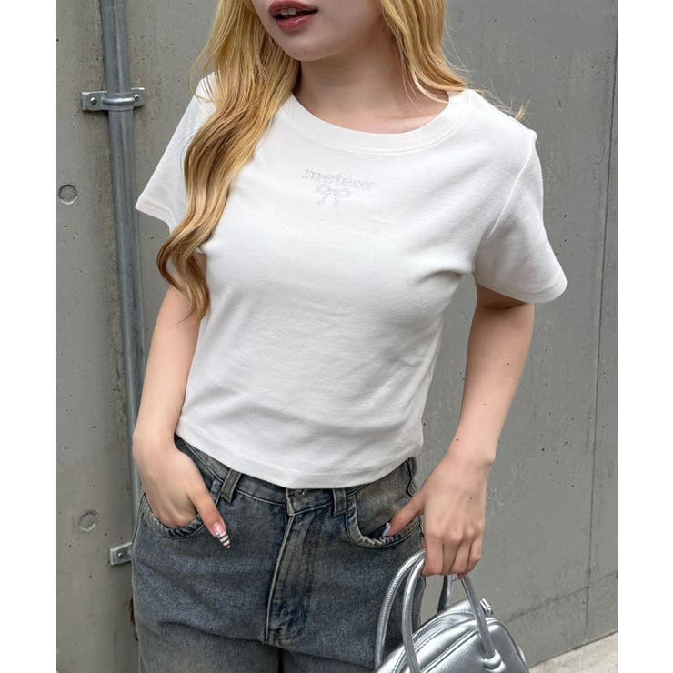 オフ | ラインストーンワンポイントTシャツ | NICE CLAUP / OLIVE des OLIVE　OUTLET