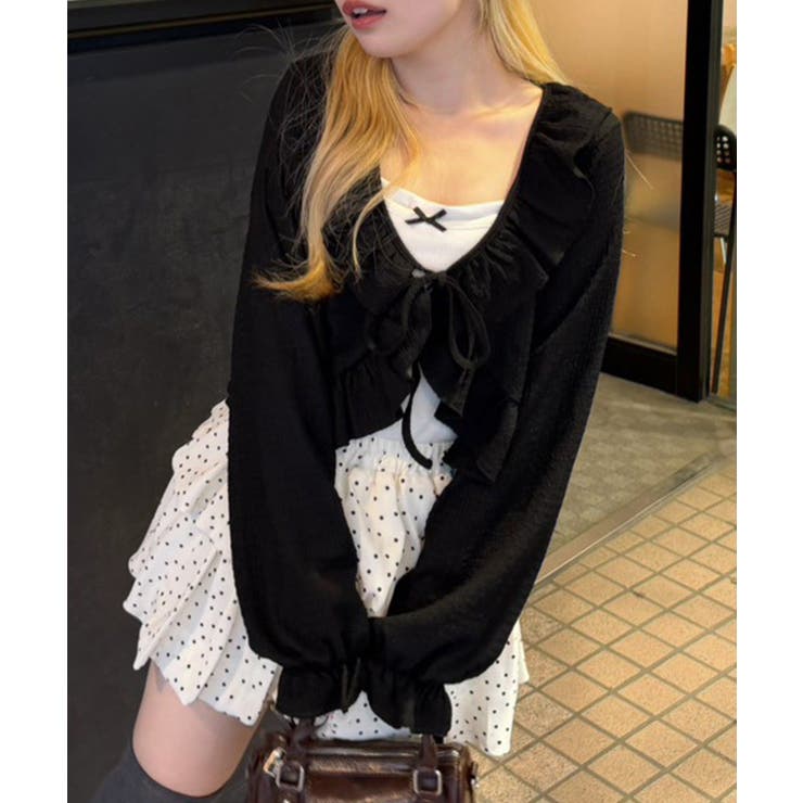 ブラック | ラッフルボレロカーディガン | RMAF　NICE CLAUP / OLIVE des OLIVE