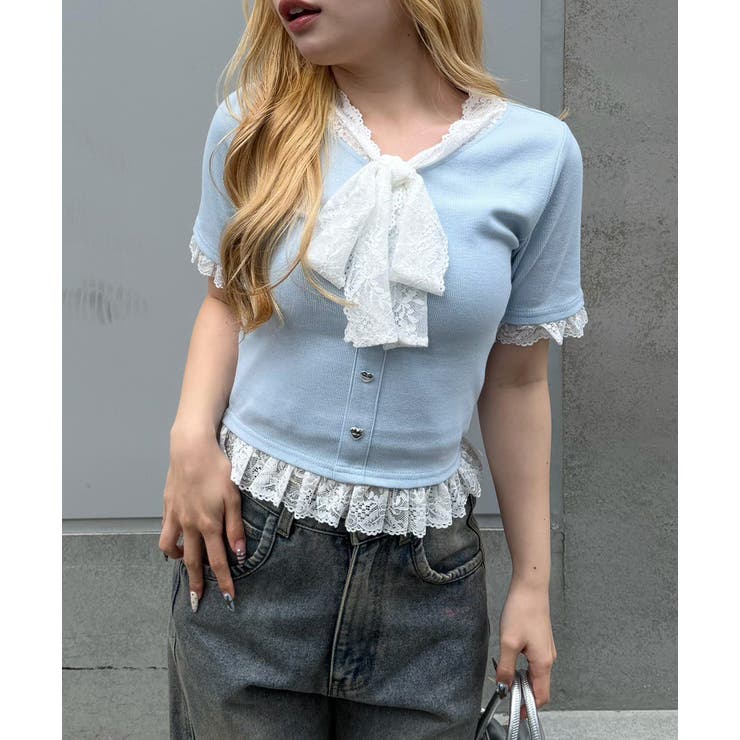 レースリボン付テレコプルオーバー | NICE CLAUP / OLIVE des OLIVE　OUTLET | 詳細画像11 