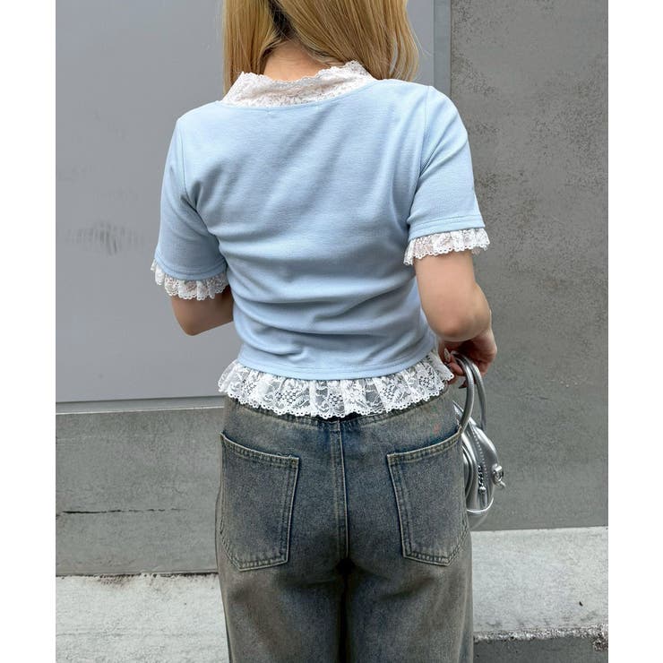 レースリボン付テレコプルオーバー | NICE CLAUP / OLIVE des OLIVE　OUTLET | 詳細画像13 