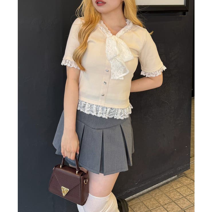 レースリボン付テレコプルオーバー | NICE CLAUP / OLIVE des OLIVE　OUTLET | 詳細画像4 