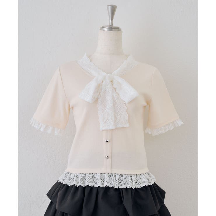 レースリボン付テレコプルオーバー | NICE CLAUP / OLIVE des OLIVE　OUTLET | 詳細画像17 