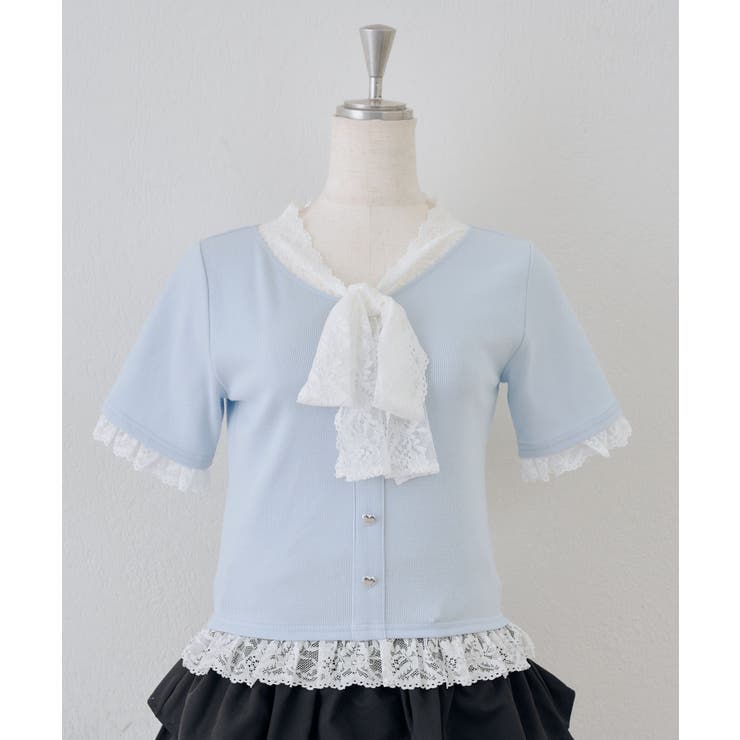 レースリボン付テレコプルオーバー | NICE CLAUP / OLIVE des OLIVE　OUTLET | 詳細画像18 