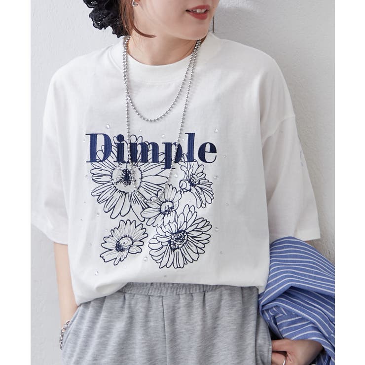 花刺繍×ラインストーンTシャツ | NICE CLAUP / OLIVE des OLIVE　OUTLET | 詳細画像5 