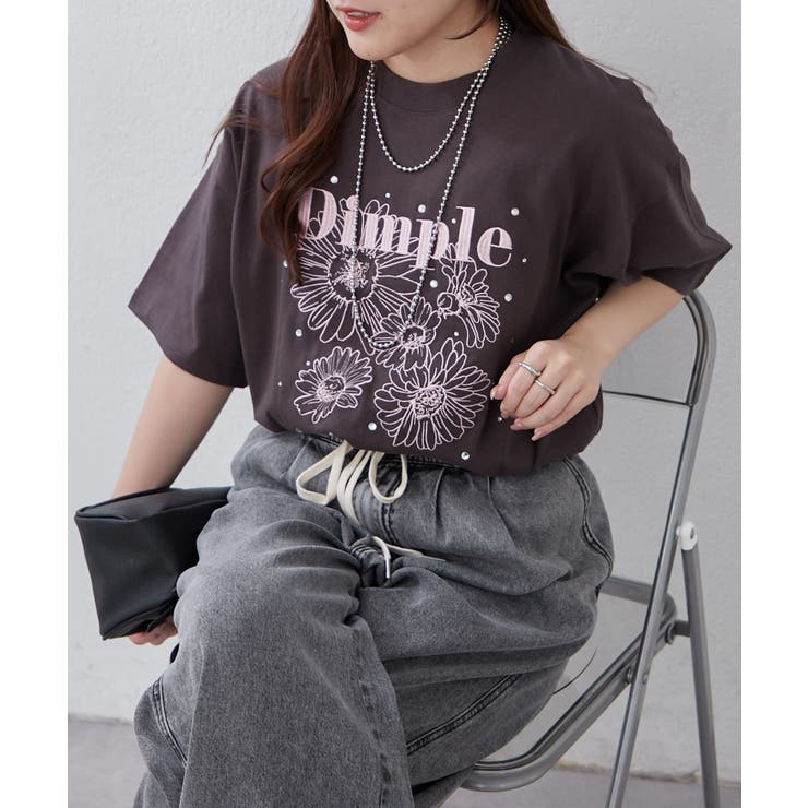 花刺繍×ラインストーンTシャツ | NICE CLAUP / OLIVE des OLIVE　OUTLET | 詳細画像9 