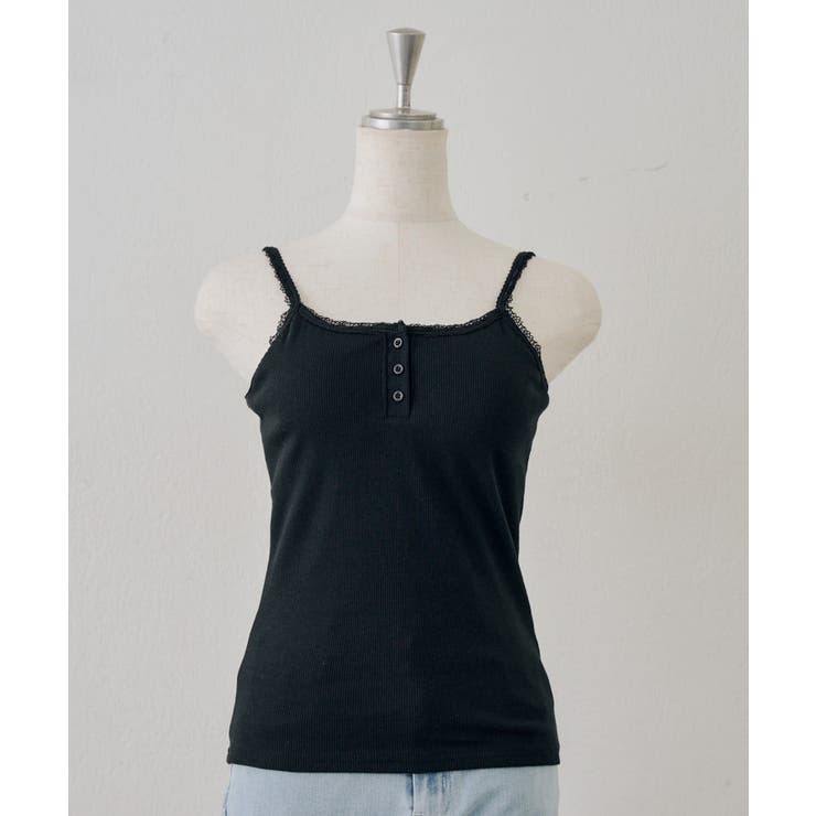 ブラック | ヘンリーレース付キャミ | NICE CLAUP / OLIVE des OLIVE　OUTLET