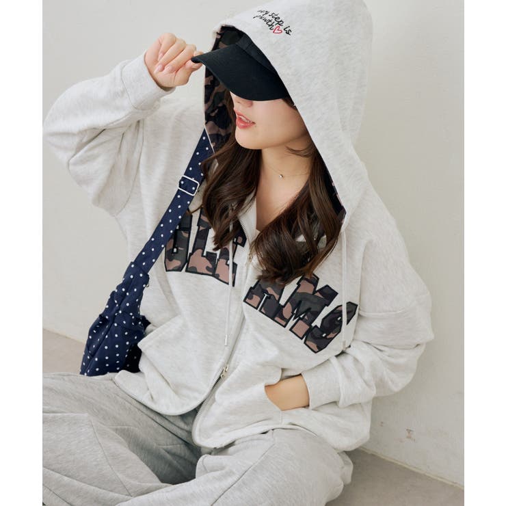 配色BIGロゴZIPパーカー[品番：NCLW0018296]｜NICE CLAUP / OLIVE des