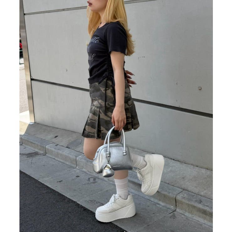 アソートラインストーンロゴ脇ギャザーTシャツ | NICE CLAUP / OLIVE des OLIVE　OUTLET | 詳細画像12 