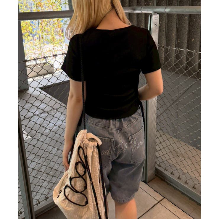 アソートラインストーンロゴ脇ギャザーTシャツ | NICE CLAUP / OLIVE des OLIVE　OUTLET | 詳細画像15 