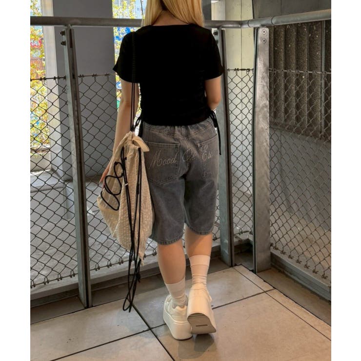 アソートラインストーンロゴ脇ギャザーTシャツ | NICE CLAUP / OLIVE des OLIVE　OUTLET | 詳細画像17 