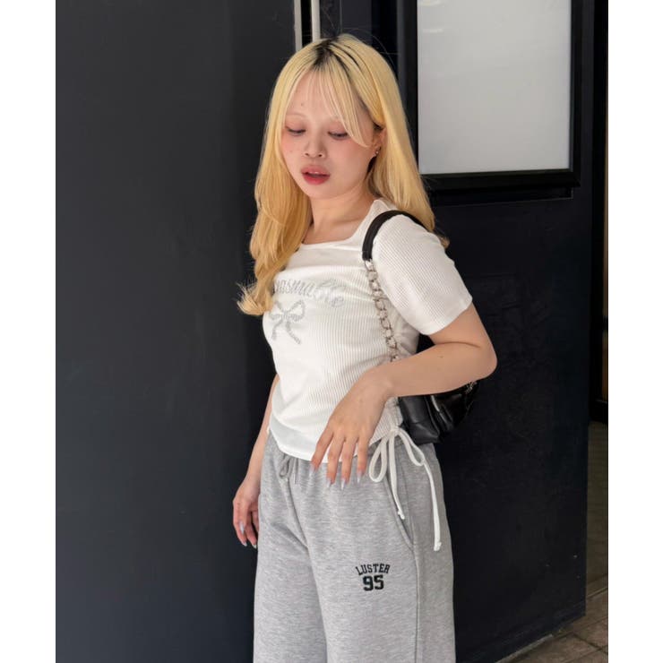 アソートラインストーンロゴ脇ギャザーTシャツ | NICE CLAUP / OLIVE des OLIVE　OUTLET | 詳細画像19 