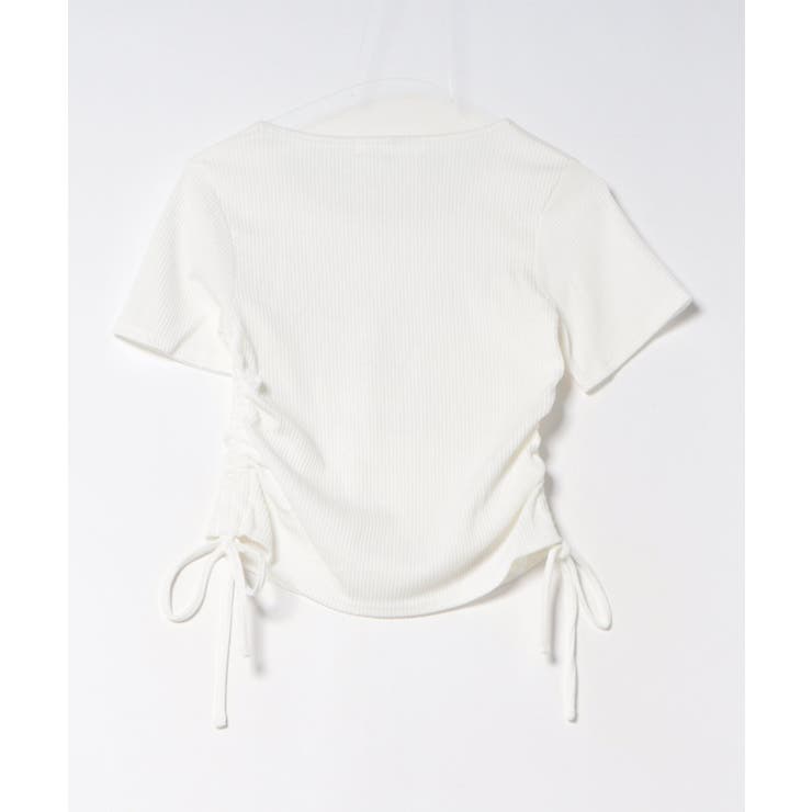 アソートラインストーンロゴ脇ギャザーTシャツ | NICE CLAUP / OLIVE des OLIVE　OUTLET | 詳細画像3 