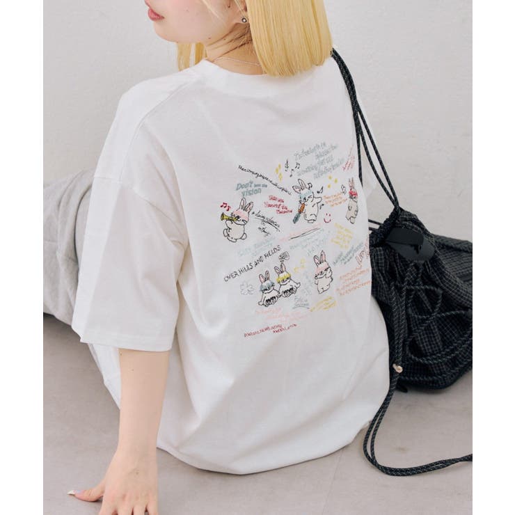 わちゃわちゃウサギ ビッグTシャツ | NICE CLAUP / OLIVE des OLIVE　OUTLET | 詳細画像1 