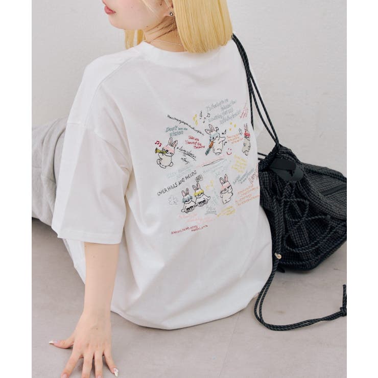 オフ | わちゃわちゃウサギ ビッグTシャツ | NICE CLAUP / OLIVE des OLIVE　OUTLET