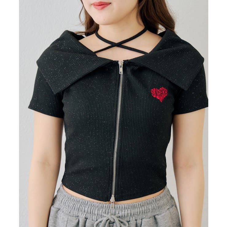 ラメテレコダブルジップトップス | NICE CLAUP / OLIVE des OLIVE　OUTLET | 詳細画像8 