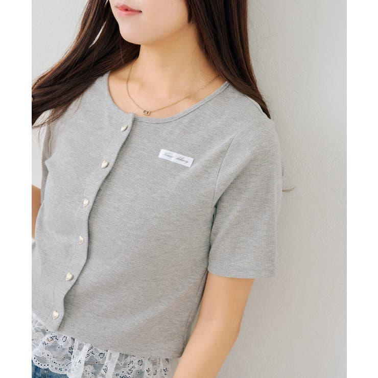 グレー | 【セットアイテム】半袖カーディガン＆裾レースキャミ | NICE CLAUP / OLIVE des OLIVE　OUTLET