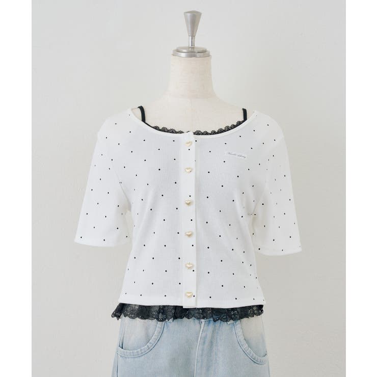 ドット | 【セットアイテム】半袖カーディガン＆裾レースキャミ | NICE CLAUP / OLIVE des OLIVE　OUTLET