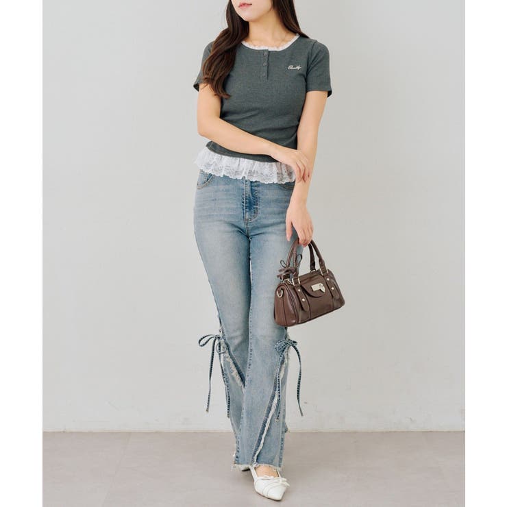 テレコ裾レースヘンリーTシャツ | NICE CLAUP / OLIVE des OLIVE　OUTLET | 詳細画像5 