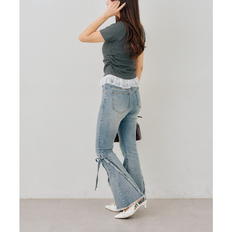 テレコ裾レースヘンリーTシャツ | NICE CLAUP / OLIVE des OLIVE　OUTLET | 詳細画像6 