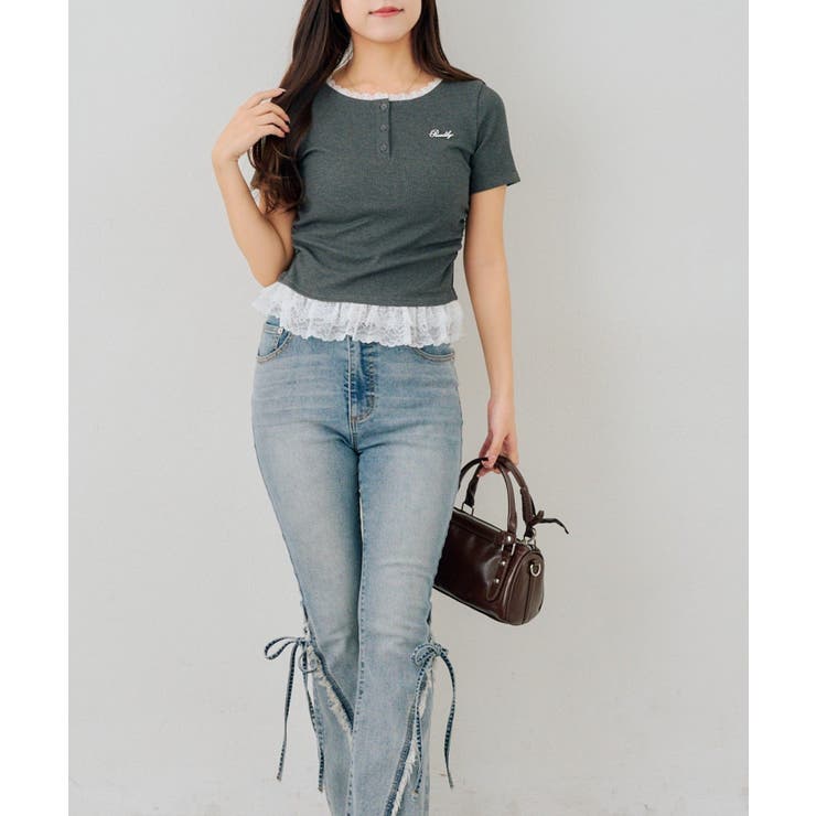 テレコ裾レースヘンリーTシャツ | NICE CLAUP / OLIVE des OLIVE　OUTLET | 詳細画像7 