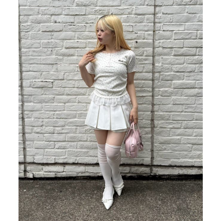 テレコ裾レースヘンリーTシャツ[品番：NCLW0018439]｜NICE CLAUP